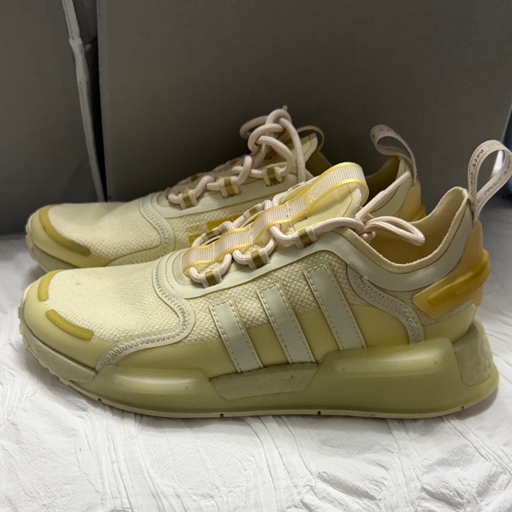 Adidas Beige and Yellow Athletic Shoes